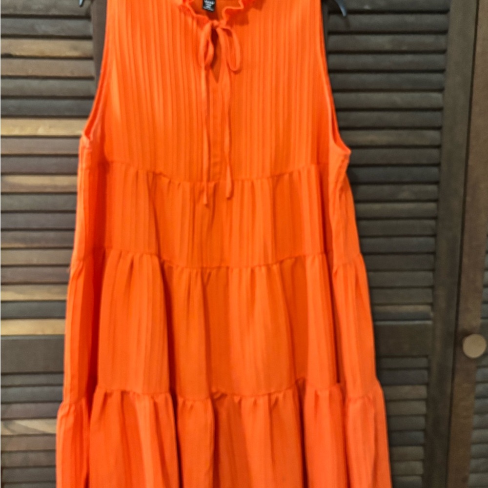 Vibrant Orange Sleeveless Dress